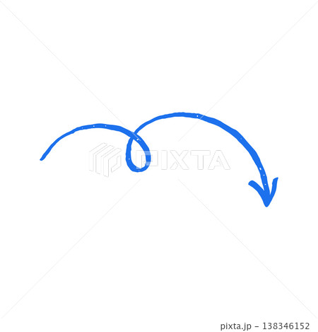 Looping Downward Arrow For Decrease Hand Drawn In A Vector Illustration Style 138346152
