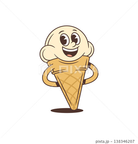 Happy Ice Cream Cone Cartoon Character In A Confident Pose Vector Illustration 138346207