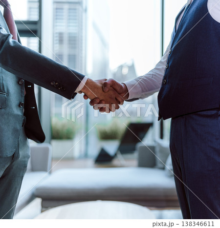 明るいオフィスでの握手シーン 138346611