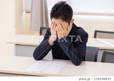 落ち込んで泣いている中学生 落ち込んで泣いている中学生 138346635