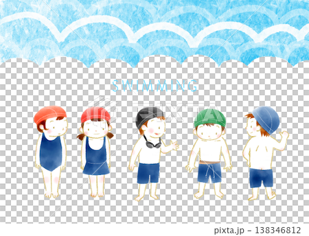 プールの時間の子どもたちのイラスト 138346812