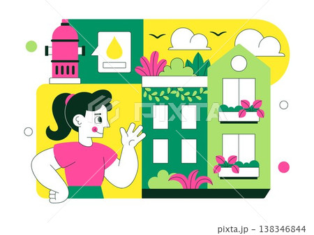 Vertical Gardens In Cities Vector Illustration With Urban Green Buildings, Balcony Plants, Sustainable Living And Eco Friendly Architecture Design Vertical Gardens In Cities Vector Illustration With Urban Green Buildings, Balcony Plants, Sustainable Living And Eco Friendly Architecture Design 138346844