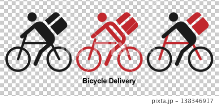 Delivery, takeout, home delivery, bicycle delivery illustration, vector, white background, pictogram, simple. Delivery, takeout, home delivery, bicycle delivery illustration, vector, white background, pictogram, simple. 138346917