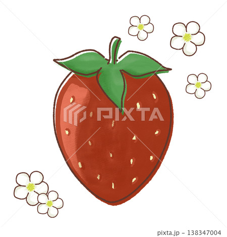 いちごといちごの花のイラスト いちごといちごの花のイラスト 138347004