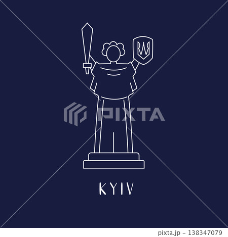 Kyiv greeting card, print in a line style 138347079