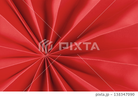 Minimal abstract red folded paper, fan radial geometric pattern, smooth texture, modern background for design and creative layout. Paper Fan geometric abstraction, copy space Minimal abstract red folded paper, fan radial geometric pattern, smooth texture, modern background for design and creative layout. Paper Fan geometric abstraction, copy space 138347090