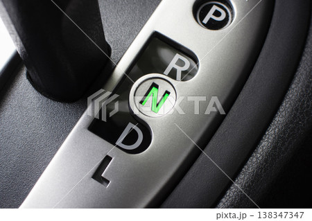 Automatic Gear Shifter with the neutral N position illuminated green. Automatic Gear Shifter with the neutral N position illuminated green. 138347347