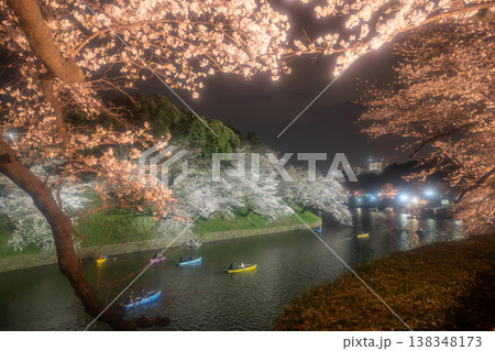 千鳥ヶ淵　満開の夜桜 138348173