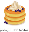 ブルーベリーのパンケーキ ホットケーキ クリーム添え 138348442