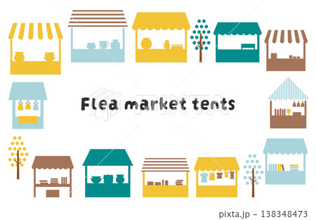フリーマーケットのテントイラスト 138348473