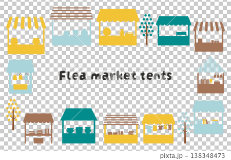 フリーマーケットのテントイラスト 138348473