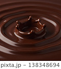 溶けたチョコレートに広がる波紋とミルククラウンのしぶき 138348694