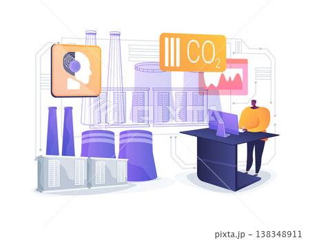 Power Plant Emission Control Twin abstract concept vector illustration. 138348911