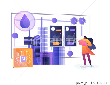 Urban Water Network Twin abstract concept vector illustration. 138348924