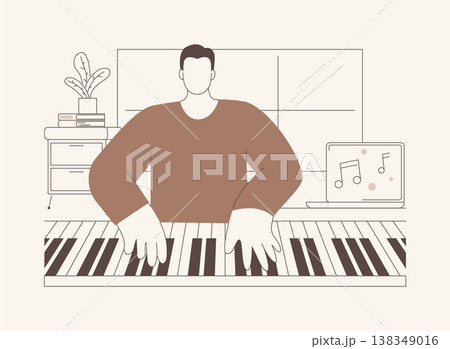 Learn playing piano isolated cartoon vector illustrations. Learn playing piano isolated cartoon vector illustrations. 138349016