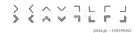 シンプルなくの字の矢印アイコンセット シンプルなくの字の矢印アイコンセット 138349262