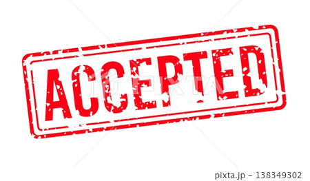 Accepted rubber stamp vector illustration with grunge red mark and bold text, distressed ink seal design element for approval, certification, validation, documents, business workflow, and official Accepted rubber stamp vector illustration with grunge red mark and bold text, distressed ink seal design element for approval, certification, validation, documents, business workflow, and official 138349302