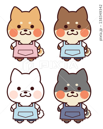 ズボンとエプロンを着た柴犬 138349342