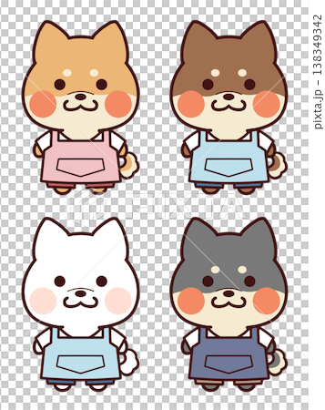 ズボンとエプロンを着た柴犬 138349342