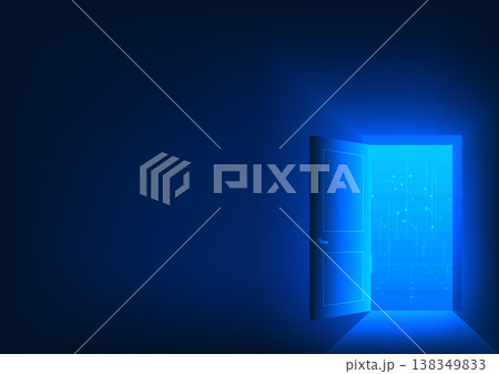 Technology background Gateway to the world of technology that accesses information and communication. The inner door is lines of technology information connection with attractive line elements Technology background Gateway to the world of technology that accesses information and communication. The inner door is lines of technology information connection with attractive line elements 138349833