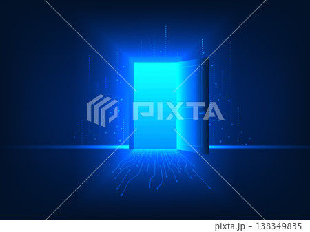 Technology background Gateway to the world of technology that accesses information and communication The front door is a circuit of technology with attractive striped elements. Technology background Gateway to the world of technology that accesses information and communication The front door is a circuit of technology with attractive striped elements. 138349835