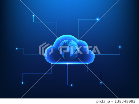cloud technology Inside is a globe ready to connect to a circuit. It shows data storage and transfer from anywhere around the world in real time, technology vector illustration. cloud technology Inside is a globe ready to connect to a circuit. It shows data storage and transfer from anywhere around the world in real time, technology vector illustration. 138349992