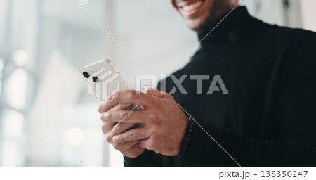 Hands, business and man with phone in office for research, browsing website and property price. Smile, male person and mobile to schedule viewing, contact client and buyer inquiry for resale auction Hands, business and man with phone in office for research, browsing website and property price. Smile, male person and mobile to schedule viewing, contact client and buyer inquiry for resale auction 138350247