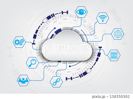 Smart cloud technology with technology circle background with a smart data connection. By collecting data through the system and fetching data for use or sharing important information Smart cloud technology with technology circle background with a smart data connection. By collecting data through the system and fetching data for use or sharing important information 138350302