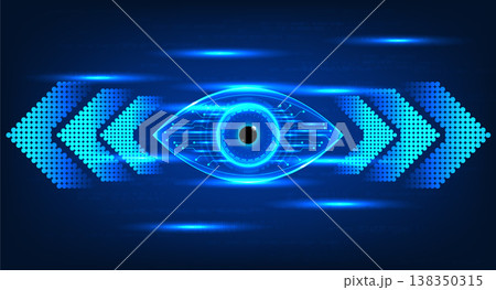 Eye technology with side arrows The concept of searching for information to be used in solving problems through the Internet network that the artificial intelligence system helps. Eye technology with side arrows The concept of searching for information to be used in solving problems through the Internet network that the artificial intelligence system helps. 138350315