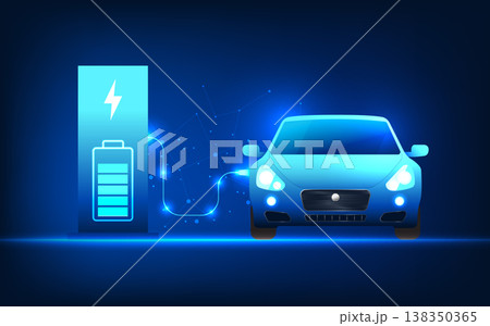 Electric Car technology that charges the vehicle's battery from an electric vehicle charging station. This refers to electric vehicle technology that is powered by clean energy. Reduce global warming Electric Car technology that charges the vehicle's battery from an electric vehicle charging station. This refers to electric vehicle technology that is powered by clean energy. Reduce global warming 138350365