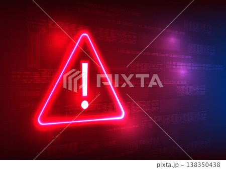 Notification technology alert symbol with numeric code behind it, conveys a warning of technological security systems that are being exposed to theft of personal information. 138350438