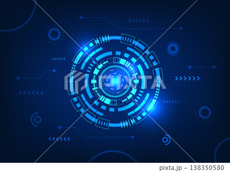 Technology circle background With the connection circuit on the side, the background uses blue tones. Refers to the data processor that receives from the network and transforms the data. Technology circle background With the connection circuit on the side, the background uses blue tones. Refers to the data processor that receives from the network and transforms the data. 138350580