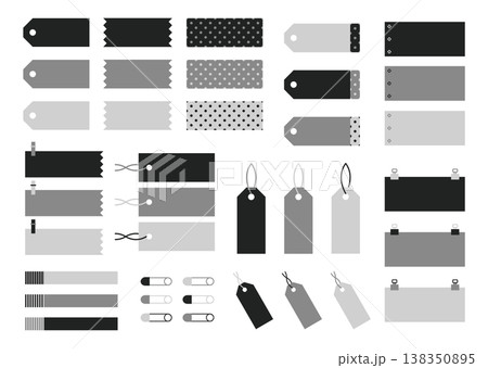 シンプルラベルタグセット モノトーン 見出しデザイン素材 138350895