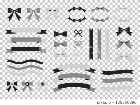シンプルリボンセット モノトーン デコレーション素材 138350896