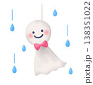 笑顔のてるてる坊主と雨粒のイラスト 138351022