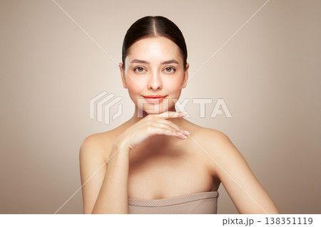 Portrait beautiful young woman with clean fresh skin Portrait beautiful young woman with clean fresh skin 138351119