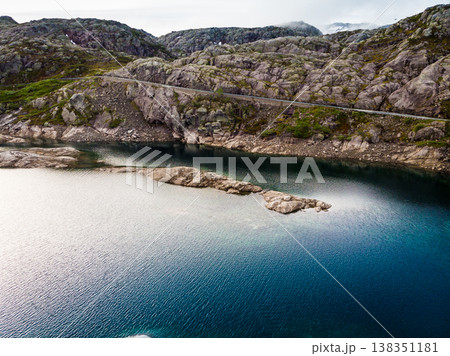 Road and lakes in mountains Norway 138351181