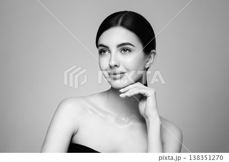 Portrait beautiful young woman with clean fresh skin Portrait beautiful young woman with clean fresh skin 138351270