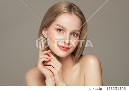 Portrait beautiful young woman with clean fresh skin Portrait beautiful young woman with clean fresh skin 138351306