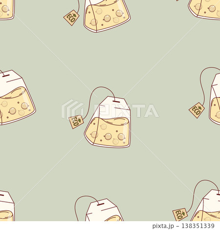 White Currant Eco Tea Bag Seamless Pattern. Herbal Berry Drink on Dusty Sage Green Background. Vector Illustration. Clean Organic Fruit Infusion Design for Healthy Lifestyle and Eco friendly Packaging White Currant Eco Tea Bag Seamless Pattern. Herbal Berry Drink on Dusty Sage Green Background. Vector Illustration. Clean Organic Fruit Infusion Design for Healthy Lifestyle and Eco friendly Packaging 138351339