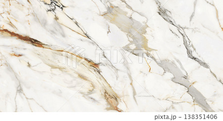 White Carrara Marble Texture Background With Curly Grey-Colored Veins 138351406