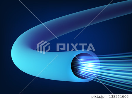 3D wire technology. Wire tubes use circular shapes to be arranged together. Focus on dark blue tones. Suitable for posters and technology 138351603