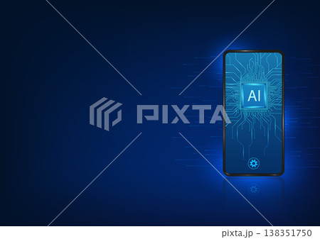 Smartphone technology that has an artificial intelligence microchip inside. Refers to mobile technology that ai keeps learning from users and responds to the operation of the system 138351750