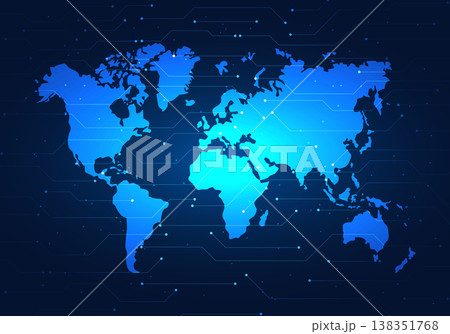 Technology background world map that connects people together Let everyone in the world be able to find information or communicate with each other at any time. Save cost and time 138351768