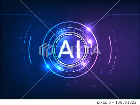 Smart artificial intelligence technology that is used to help humans, with the element of the letter ai Inside the technology circle on the back are interlocking lines. Smart artificial intelligence technology that is used to help humans, with the element of the letter ai Inside the technology circle on the back are interlocking lines. 138351822