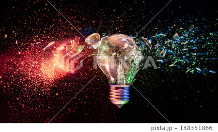 Exploding light bulb real high speed photo Exploding light bulb real high speed photo 138351866