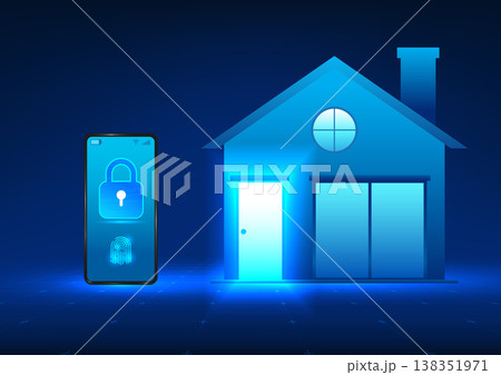 Smartphone technology works with smart homes. By using a mobile phone to unlock the door of house or even using commands for electrical equipment in the house, Mobile phone has lock next to the house 138351971