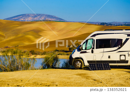 Caravan on nature, Guadalhorce in Andalusia Spain 138352021