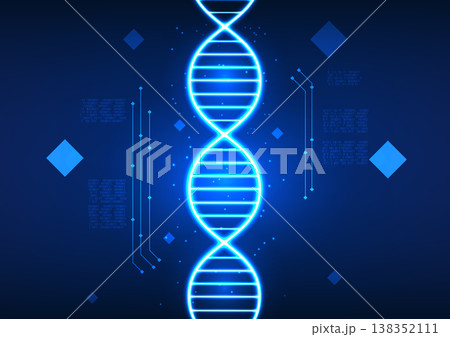 Medical technology DNA structure displayed on a researcher's screen It represents the use of technology in medicine that shows DNA information. to bring information to research and treat patients 138352111