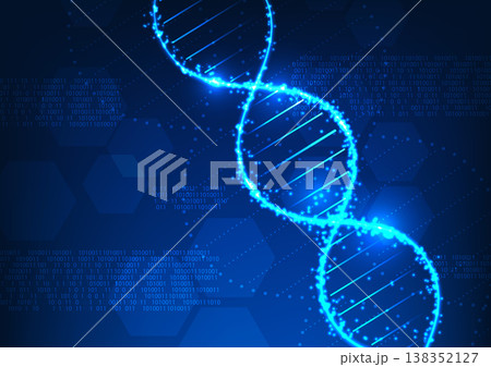 Medical technology. Structure of DNA with numerical codes as elements. It represents the use of technology in medicine that shows DNA information. to bring information to research and treat patients 138352127